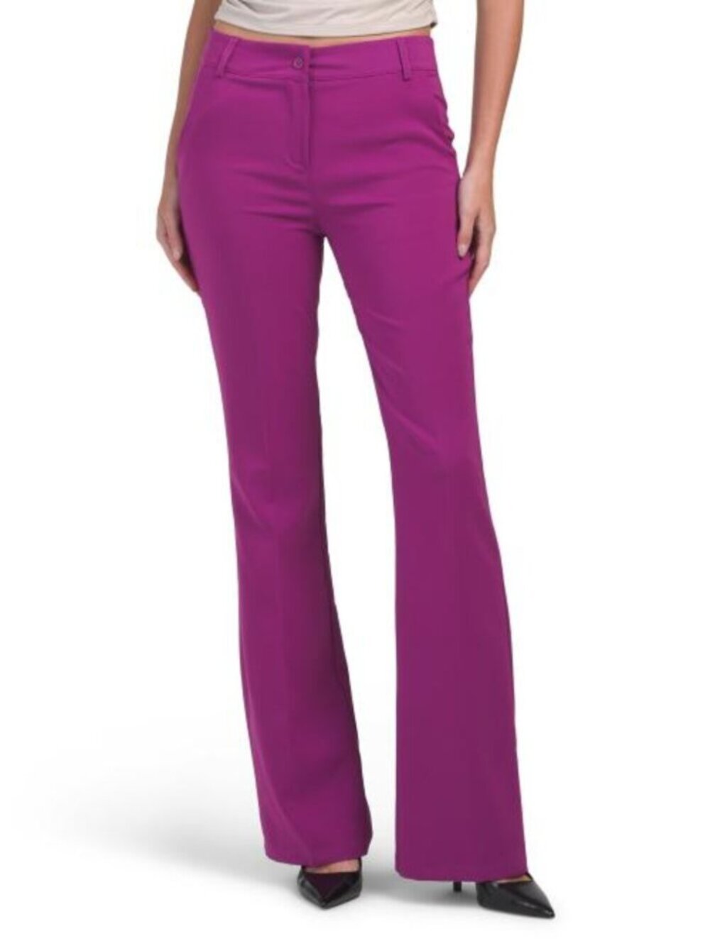 VENTI Made In Italy Solid Mini Flare Bootcut Dress Pants